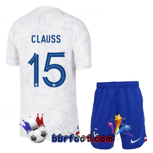 Maillots Equipe De France (CLAUSS 15) Enfant Exterieur Blanc 2022/2023