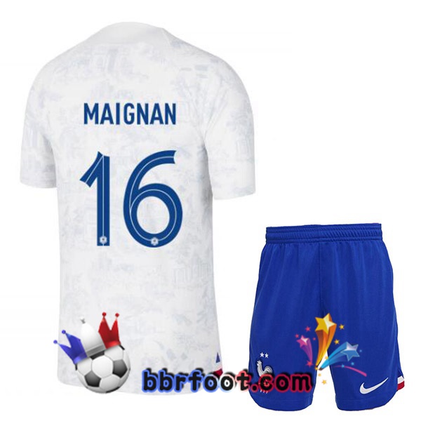 Maillots Equipe De France (MAIGNAN 16) Enfant Exterieur Blanc 2022/2023