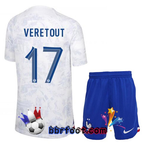 Maillots Equipe De France (VERETOUT 17) Enfant Exterieur Blanc 2022/2023