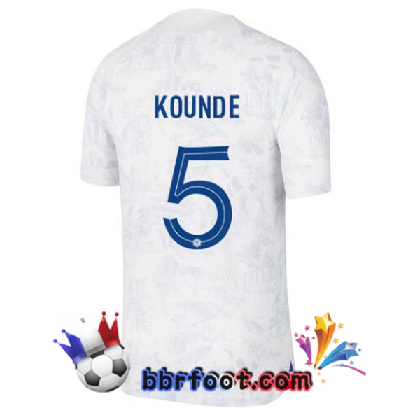 Maillots Equipe de France (KOUNDE 5) Exterieur Blanc 2022/2023