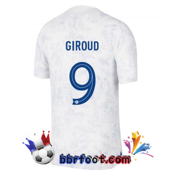 Maillots Equipe de France (GIROUD 9) Exterieur Blanc 2022/2023