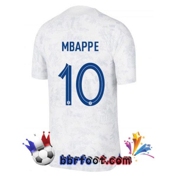 Maillots Equipe de France (MBAPPE 10) Exterieur Blanc 2022/2023
