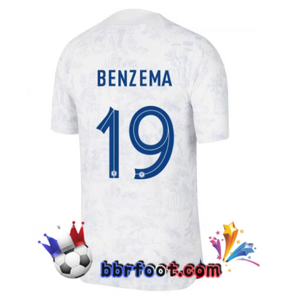 Maillots Equipe de France (BENZEMA 19) Exterieur Blanc 2022/2023