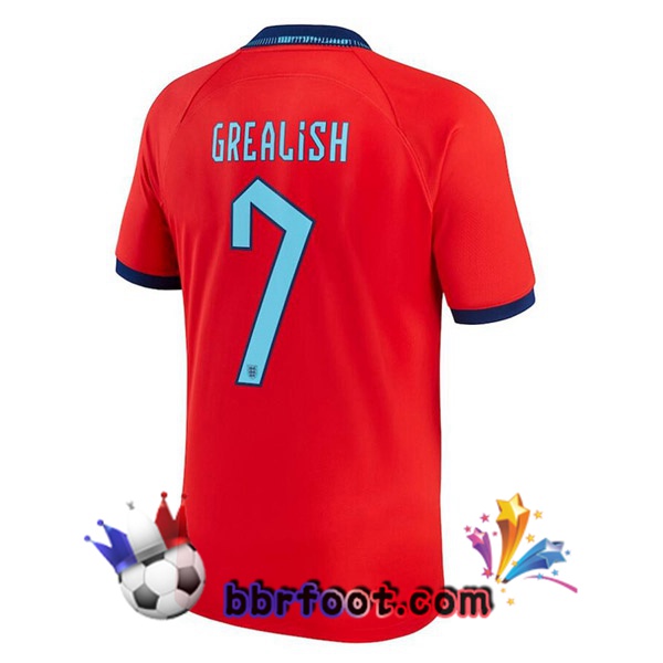 Maillots Equipe de Angleterre (GREALISH 7) Exterieur Rouge 2022/2023