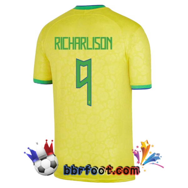 Maillots Equipe de Bresil (RICHARLISON 9) Domicile Jaune 2022/2023