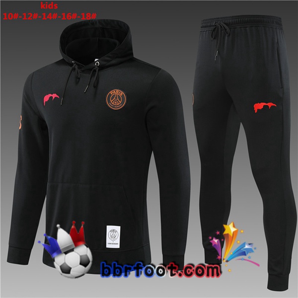 Veste A Capuche Survetement Foot Paris PSG Enfant Noir 2022/2023
