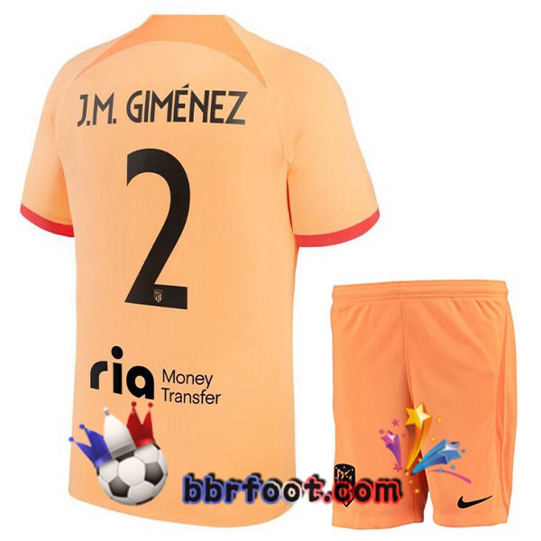 Maillot Foot Atletico Madrid (J.M GIMÉNEZ 2) Enfant Third Orange 2022/2023