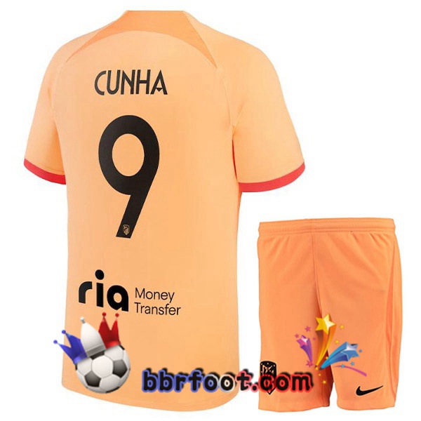 Maillot Foot Atletico Madrid (CUNHA 9) Enfant Third Orange 2022/2023