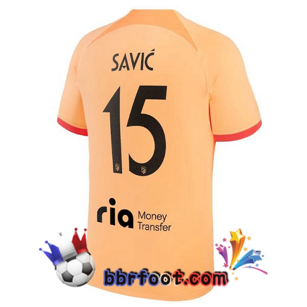 Maillot Foot Atletico Madrid (SAVIC 15) Third Orange 2022/2023