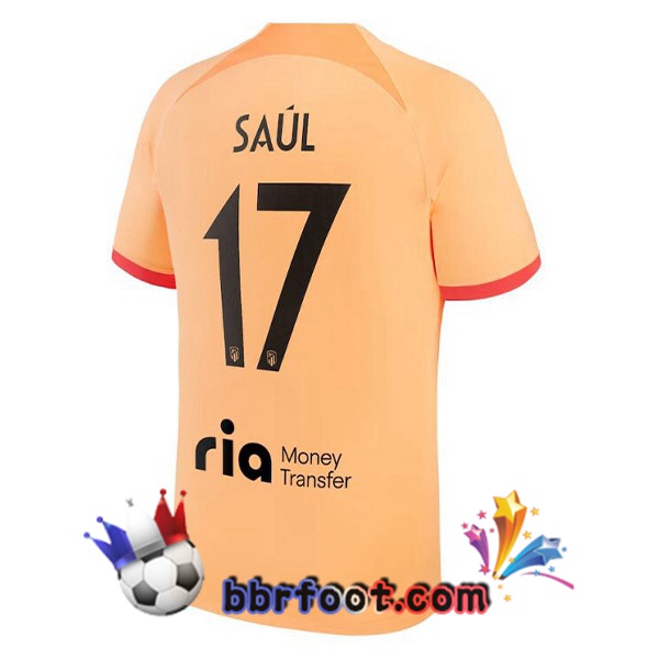 Maillot Foot Atletico Madrid (SAÚL 17) Third Orange 2022/2023