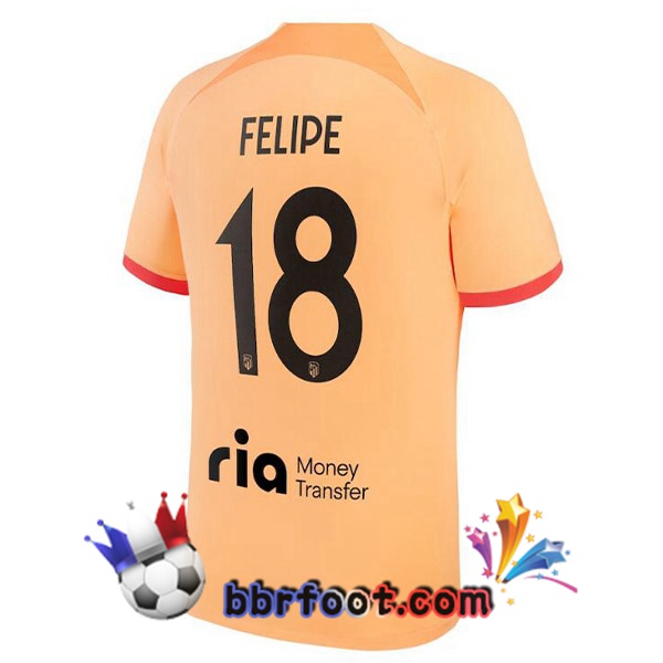 Maillot Foot Atletico Madrid (FELIPE 18) Third Orange 2022/2023