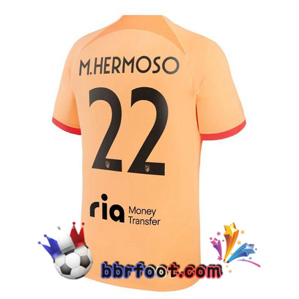 Maillot Foot Atletico Madrid (M.HERMOSO 22) Third Orange 2022/2023