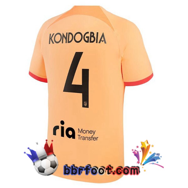 Maillot Foot Atletico Madrid (KONDOGBIA 4) Third Orange 2022/2023