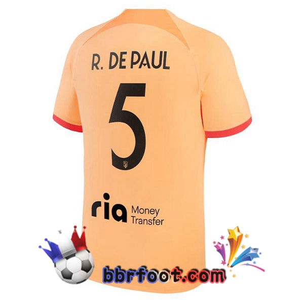 Maillot Foot Atletico Madrid (R. DE PAUL 5) Third Orange 2022/2023