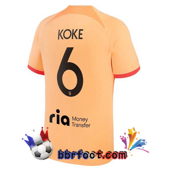 Maillot Foot Atletico Madrid (KOKE 6) Third Orange 2022/2023