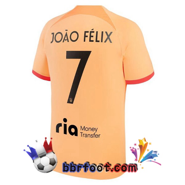 Maillot Foot Atletico Madrid (JOÃO FÉLIX 7) Third Orange 2022/2023