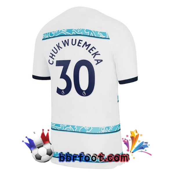 Maillot Foot FC Chelsea (CHUKWUEMEKA 30) Exterieur Blanc 2022/2023
