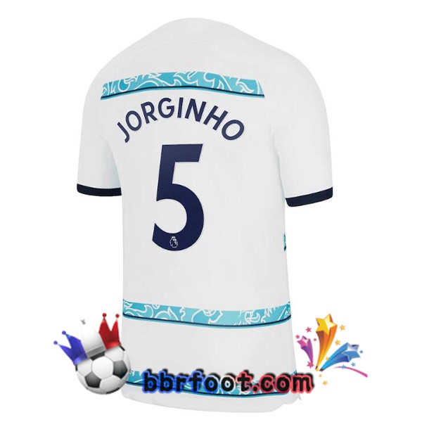 Maillot Foot FC Chelsea (JORGINHO 5) Exterieur Blanc 2022/2023 Maillot Foot FC Chelsea (JORGINHO 5) Exterieur Blanc 2022/2023