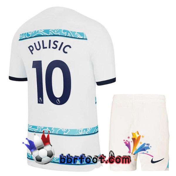 Maillot Foot FC Chelsea (PULISIC 10) Enfant Exterieur Blanc 2022/2023
