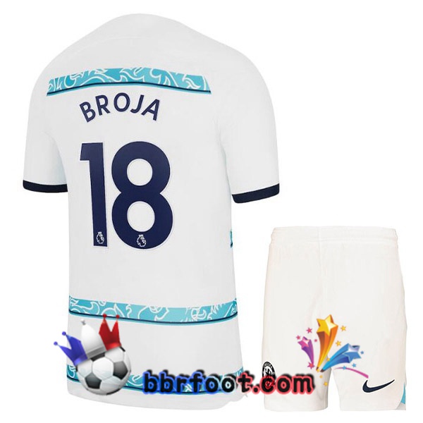 Maillot Foot FC Chelsea (BROJA 18) Enfant Exterieur Blanc 2022/2023