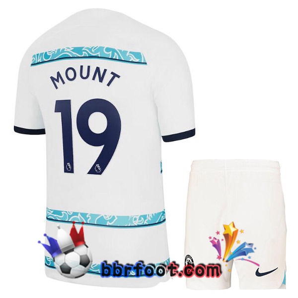 Maillot Foot FC Chelsea (MOUNT 19) Enfant Exterieur Blanc 2022/2023