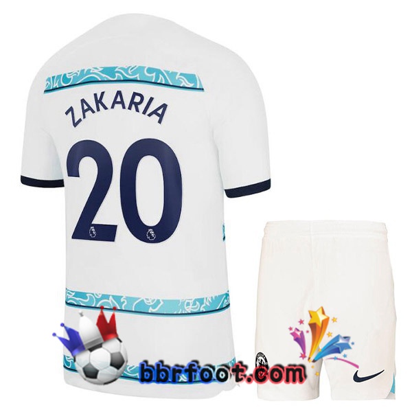 Maillot Foot FC Chelsea (ZAKARIA 20) Enfant Exterieur Blanc 2022/2023