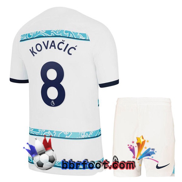 Maillot Foot FC Chelsea (KOVACIC 8) Enfant Exterieur Blanc 2022/2023