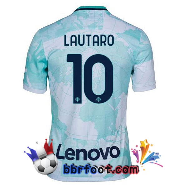 Maillot Foot Inter Milan (LAUTARO 10) Exterieur Blanc Vert 2022/2023