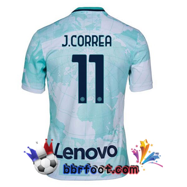 Maillot Foot Inter Milan (J.CORREA 11) Exterieur Blanc Vert 2022/2023
