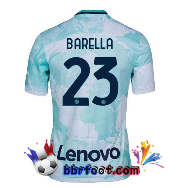 Maillot Foot Inter Milan (BARELLA 23) Exterieur Blanc Vert 2022/2023