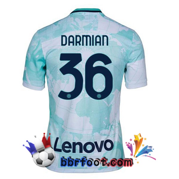Maillot Foot Inter Milan (DARMIAN 36) Exterieur Blanc Vert 2022/2023