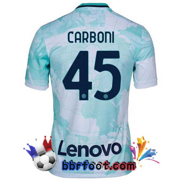 Maillot Foot Inter Milan (CARBONI 45) Exterieur Blanc Vert 2022/2023