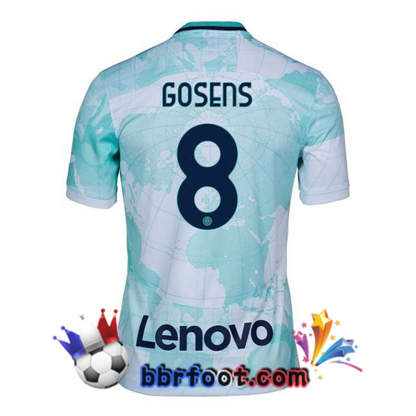 Maillot Foot Inter Milan (GOSENS 8) Exterieur Blanc Vert 2022/2023