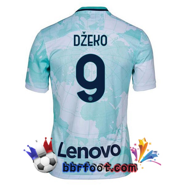 Maillot Foot Inter Milan (DŽEKO 9) Exterieur Blanc Vert 2022/2023