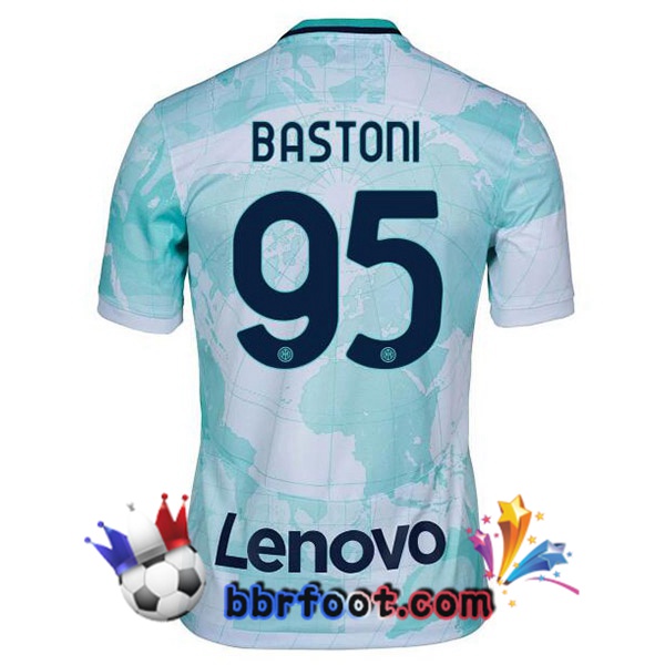 Maillot Foot Inter Milan (BASTONI 95) Exterieur Blanc Vert 2022/2023