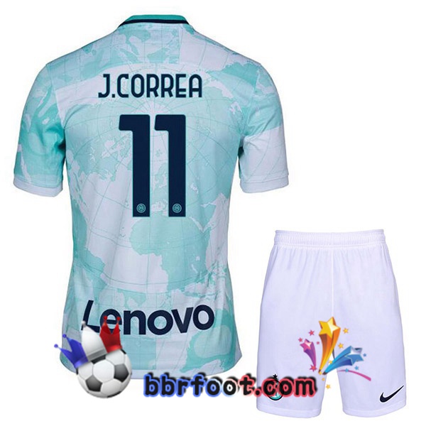 Maillot Foot Inter Milan (J.CORREA 11) Enfant Exterieur Blanc Vert 2022/2023