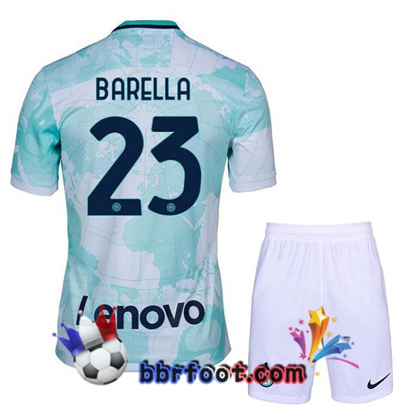 Maillot Foot Inter Milan (BARELLA 23) Enfant Exterieur Blanc Vert 2022/2023