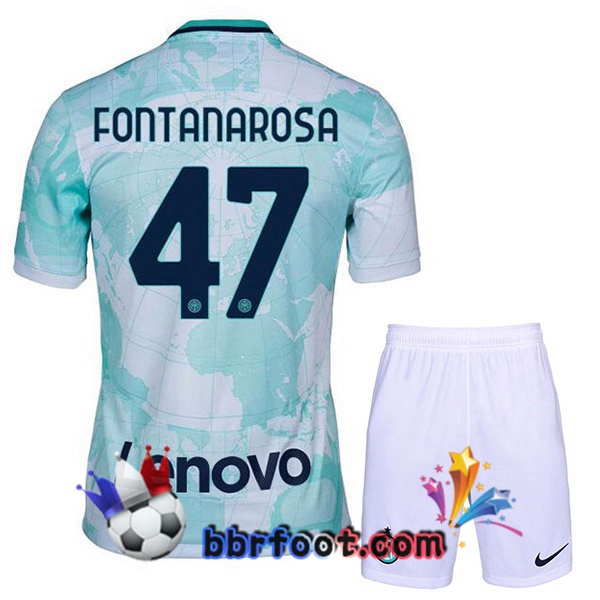 Maillot Foot Inter Milan (FONTANAROSA 47) Enfant Exterieur Blanc Vert 2022/2023