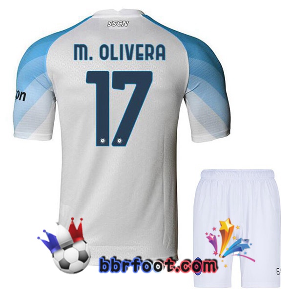 Maillot Foot SSC Naples (M. Olivera 17) Enfant Domicile Blanc 2022/2023