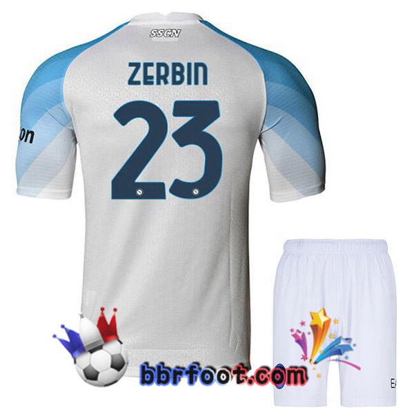 Maillot Foot SSC Naples (Zerbin 23) Enfant Domicile Blanc 2022/2023 Maillot Foot SSC Naples (Zerbin 23) Enfant Domicile Blanc 2022/2023