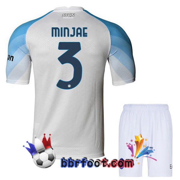 Maillot Foot SSC Naples (Minjae 3) Enfant Domicile Blanc 2022/2023