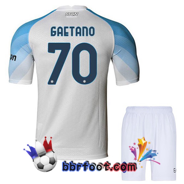 Maillot Foot SSC Naples (Gaetano 70) Enfant Domicile Blanc 2022/2023