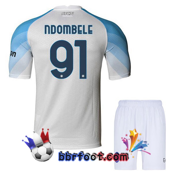 Maillot Foot SSC Naples (Ndombele 91) Enfant Domicile Blanc 2022/2023