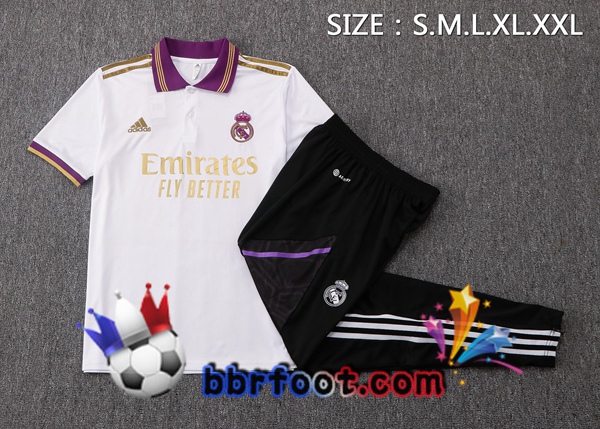 Polo Foot Real Madrid + Pantalon Blanc 2022/2023
