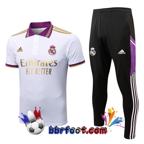 Polo Foot Real Madrid + Pantalon Blanc 2022/2023