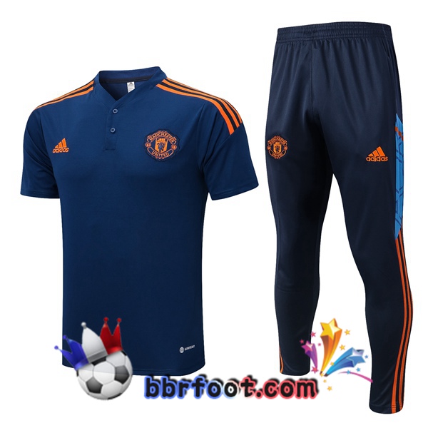 Polo Foot Manchester United + Pantalon Bleu Royal 2022/2023