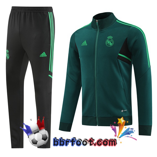 Veste Survetement Foot Real Madrid Vert 2022/2023 Veste Survetement Foot Real Madrid Vert 2022/2023