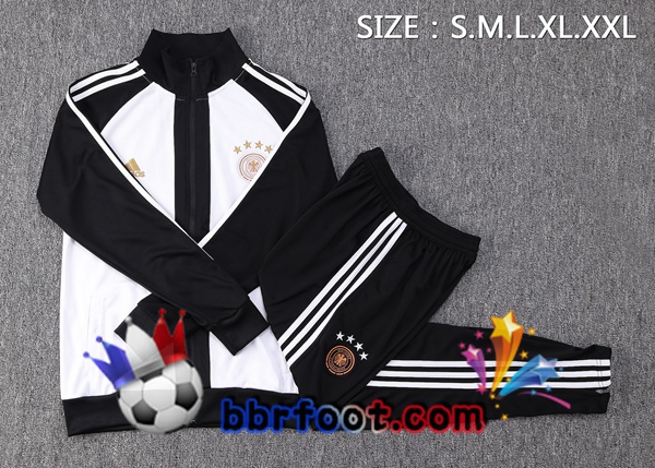 Veste Survetement Foot Allemagne Noir Blanc 2022/2023