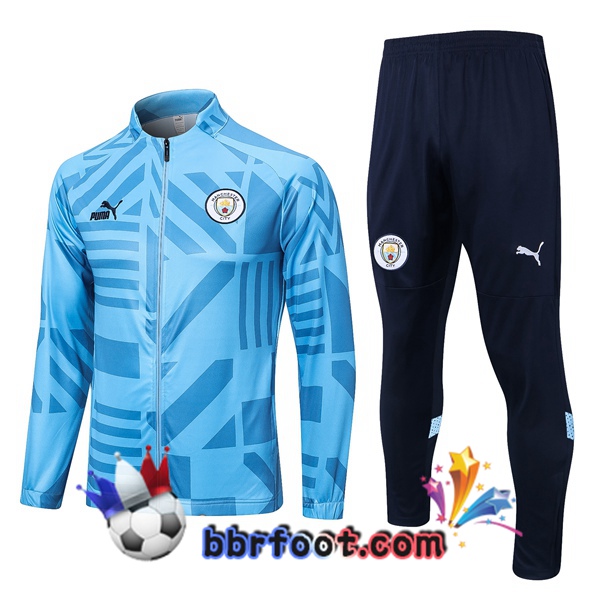 Veste Survetement Foot Manchester City Bleu 2022/2023