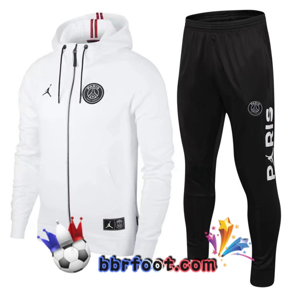 Veste A Capuche Survetement Foot JORDAN Paris PSG Blanc 2022/2023